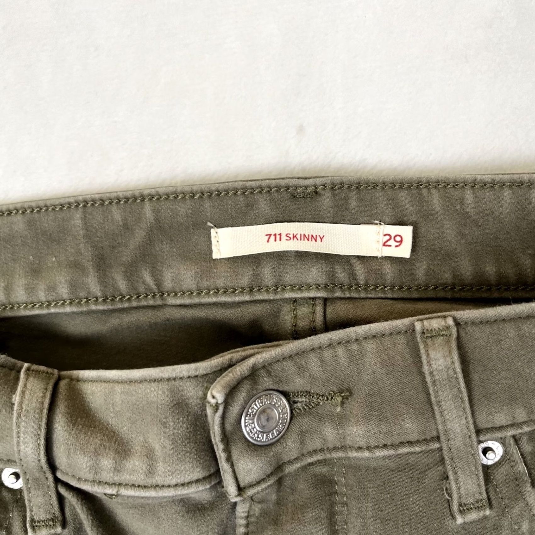 Levi's Levi's 711 Skinny Jeans Pants Women's 29 Green Mid Rise Stretch Denim Jeans Size 29" - 2 Thumbnail