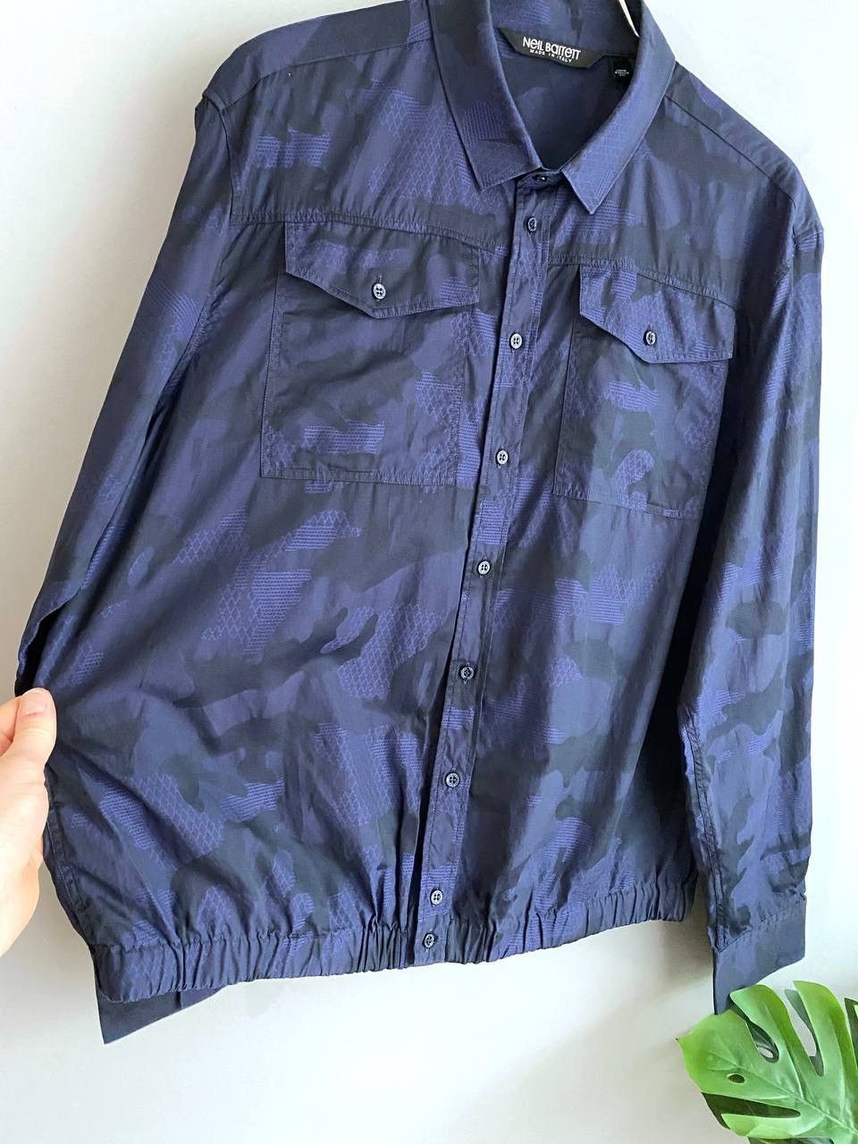 Designer × Neil Barrett Neil Barrett Men's Navy Camo Shirt Made in Italy, Size L-XL Size US L / EU 52-54 / 3 - 6 Thumbnail