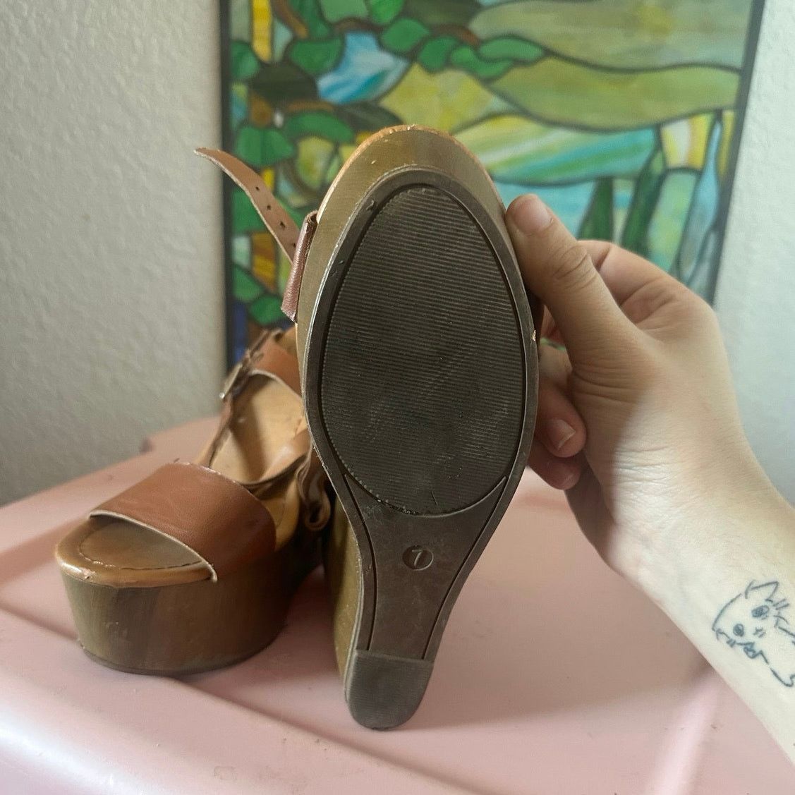 Other breckelles brown platform wedge sandals heels shoes Size US 7 / IT 37 - 4 Thumbnail