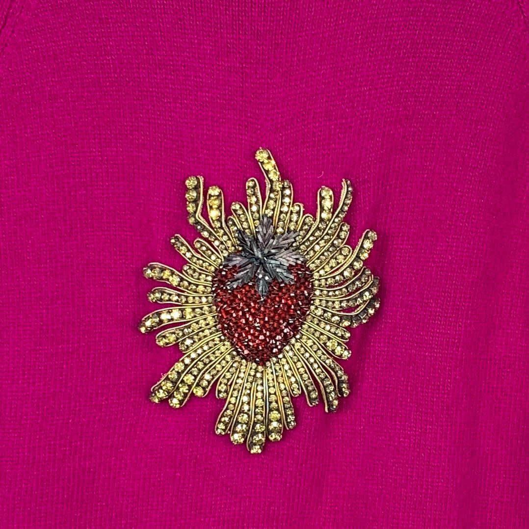 Gucci Gucci Pink Strawberry Embellished Crewneck Wool Sweater (Siz Size XS / US 0-2 / IT 36-38 - 6 Thumbnail
