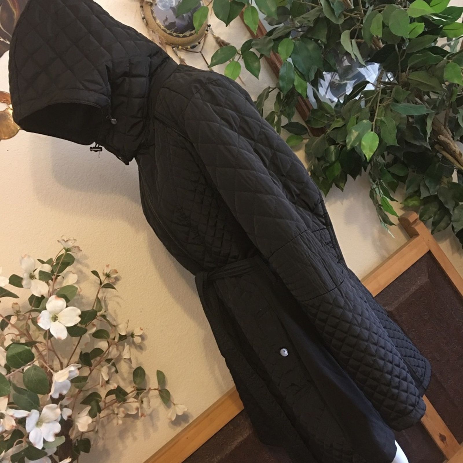 Other Sebby black quilted zipper hood belted jacket NWT Size XXL / US 16-18 / IT 52-54 - 8 Thumbnail