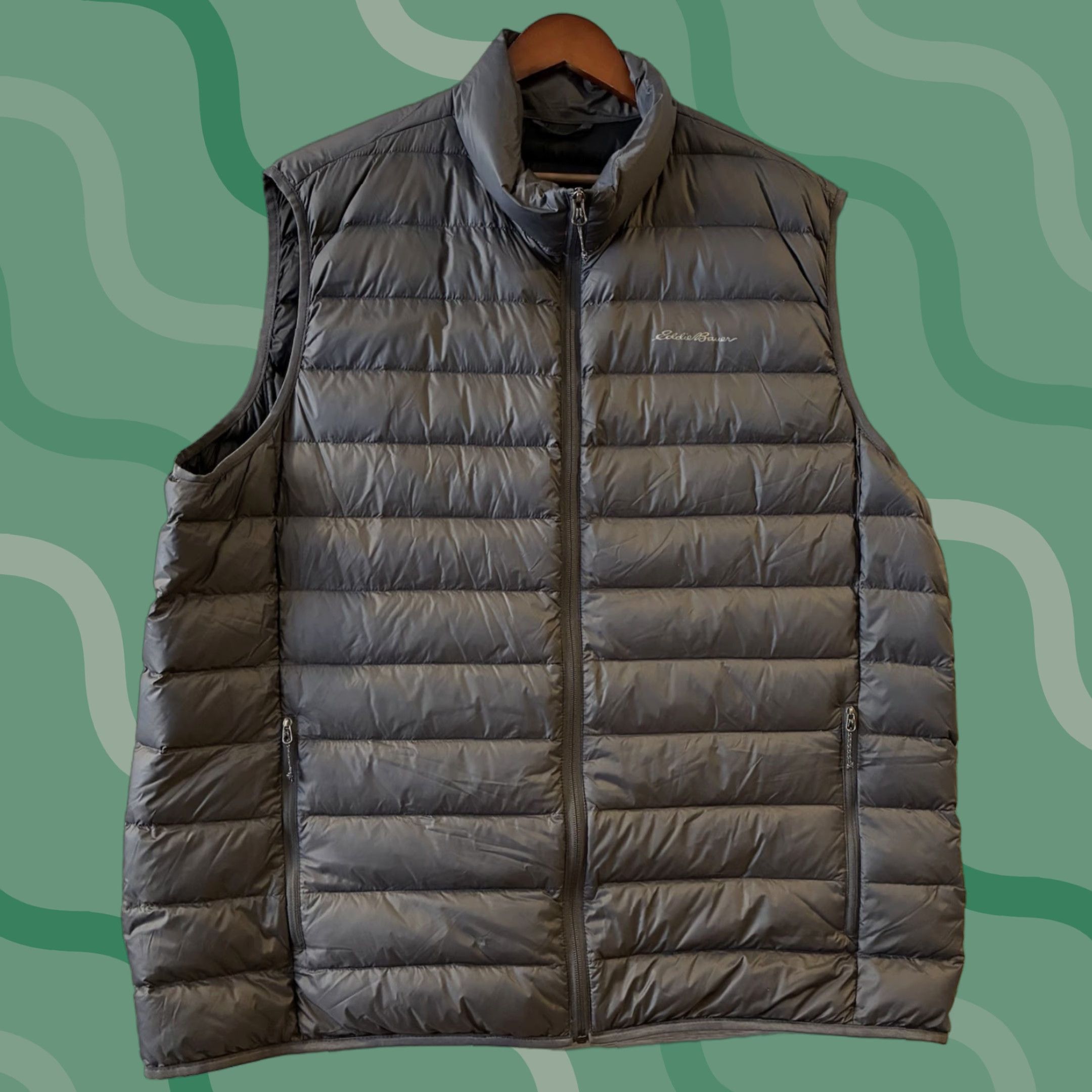 Eddie Bauer Vest Mens XXL Gray Down Puffer Outdoor