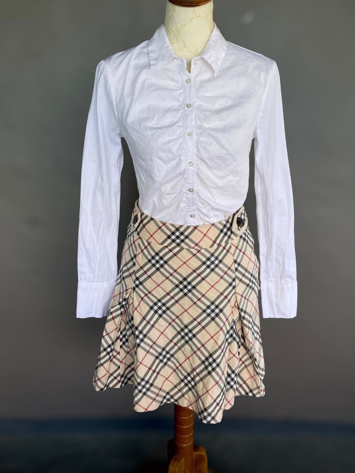 image of Burberry Plaid High Waist Skirt, Women's (Size 26)