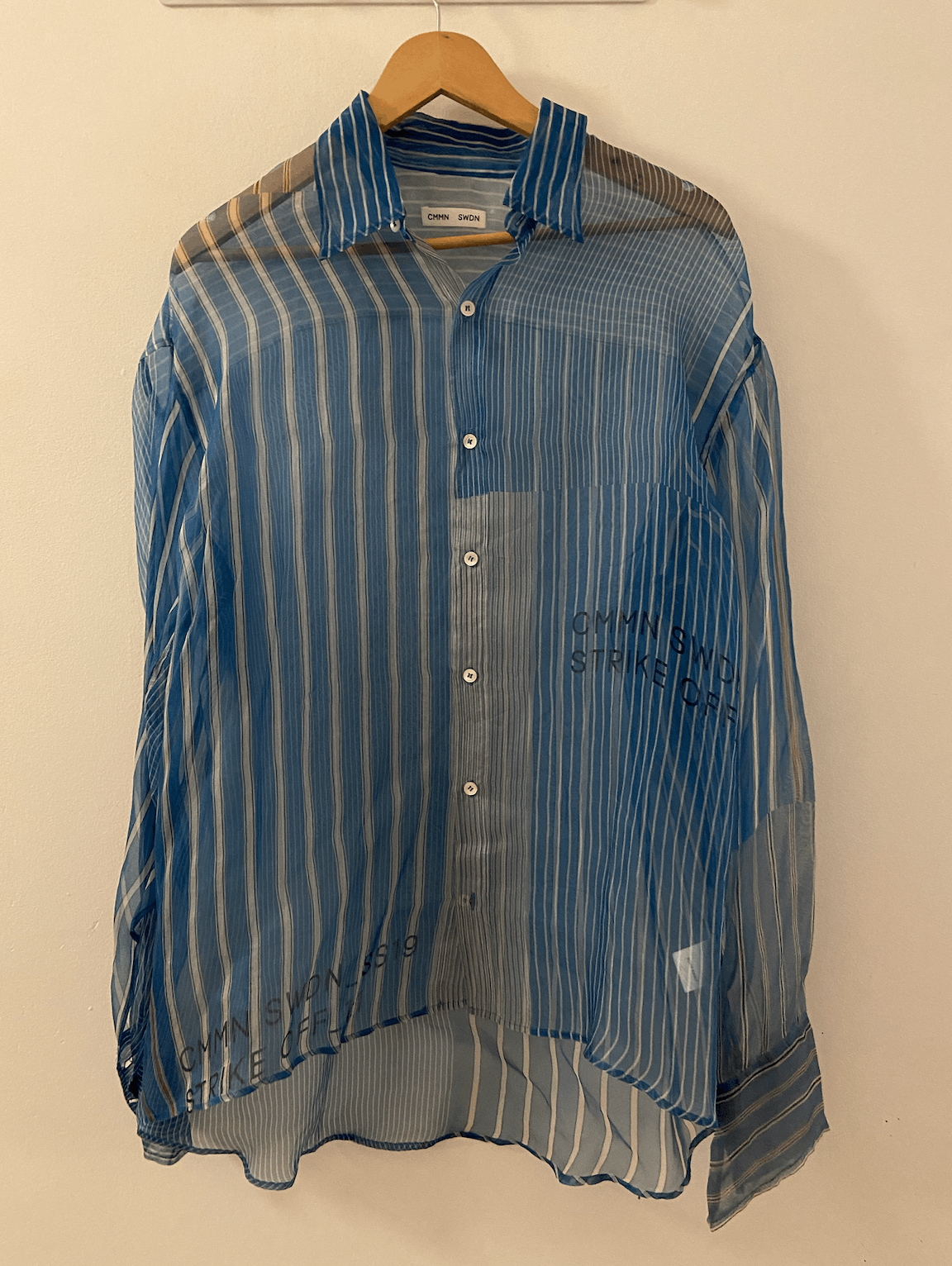 CMMN SWDN CMMN SWDN - Blue Cecil Strike Off Striped Button Up Shirt Size US XL / EU 56 / 4 - 4 Thumbnail