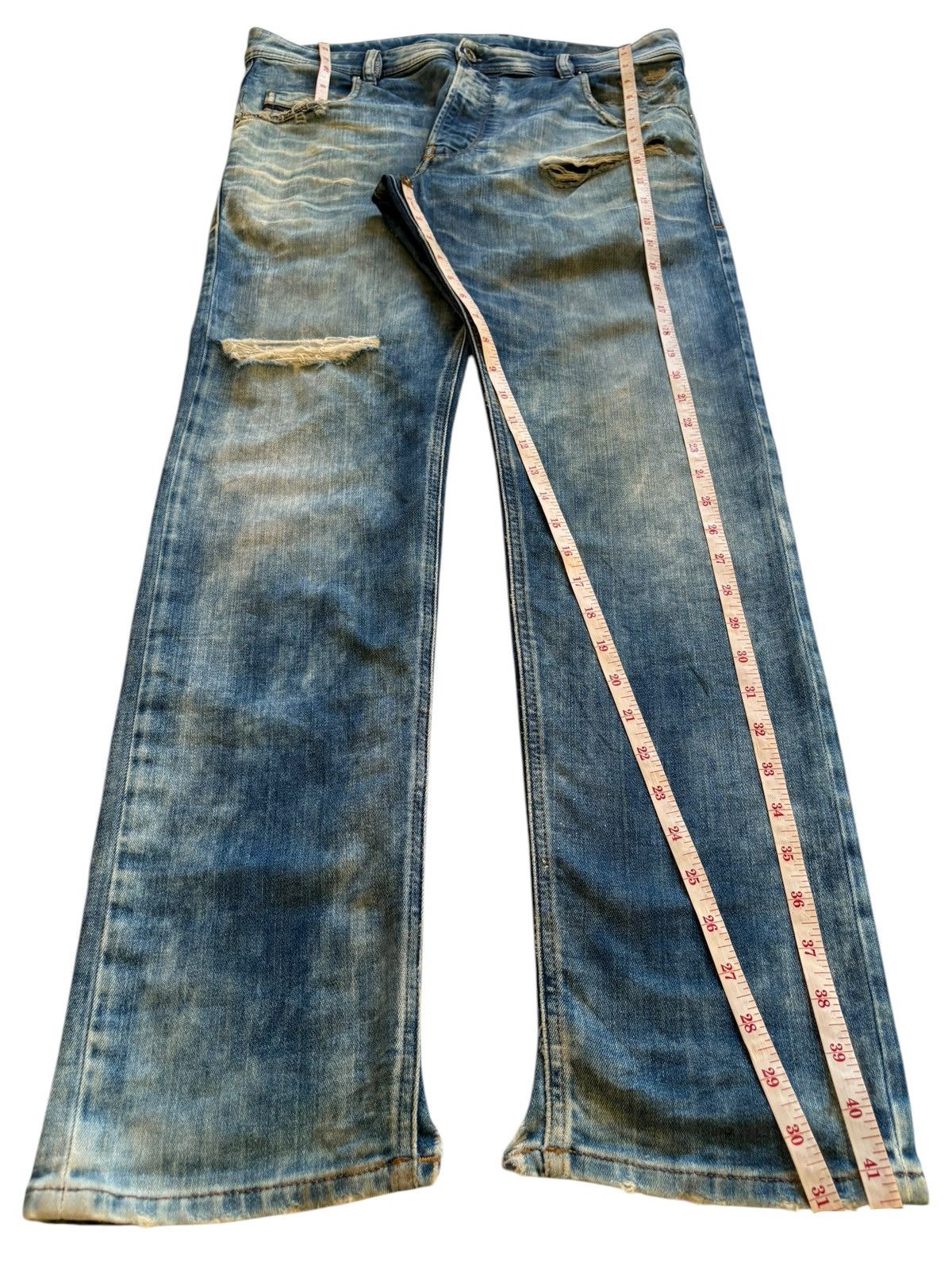 Diesel Vintage Diesel Krooley-T Bleached Distressed Ripped Jeans Size US 34 / EU 50 - 16 Thumbnail
