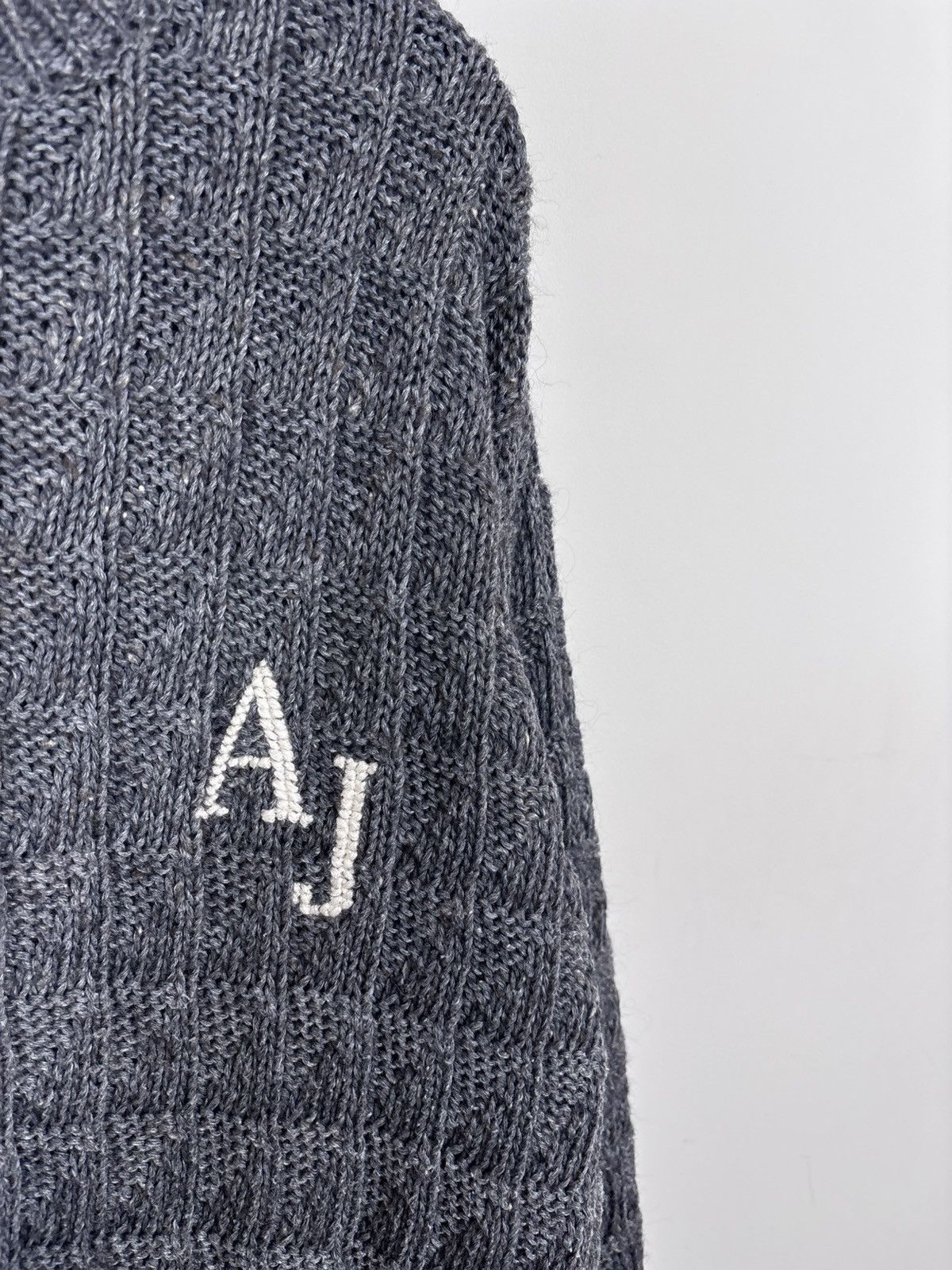 Armani Vintage 1990s Armani Jeans Men’s Grey Knit Sweater Pullover Size US XL / EU 56 / 4 - 5 Thumbnail