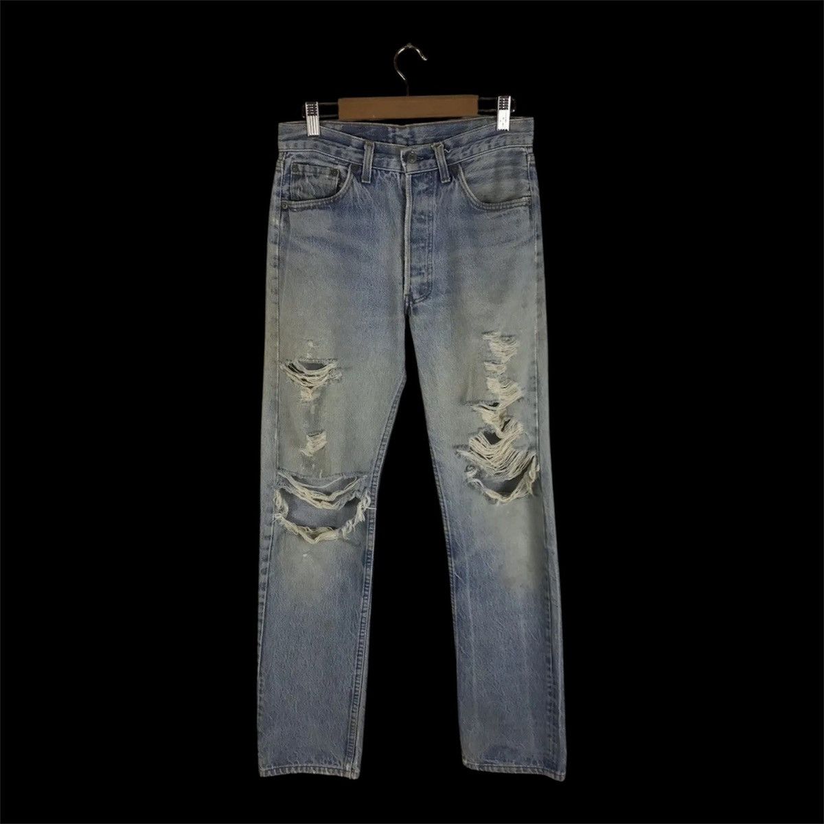 Levi's Thrashed Vintage 80s Levi’s 501 Denim Jeans Made in USA Size US 29 - 1 Thumbnail