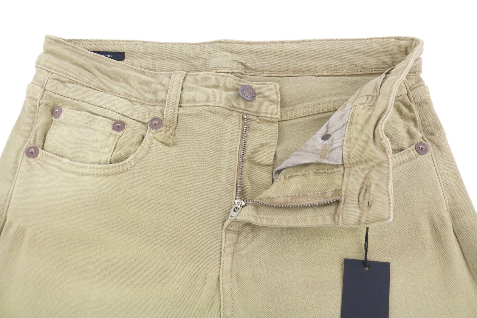 R13 BOY STRAIGHT 28 Khaki Stretch Denim Cropped Pockets 86303 Size 28" / US 6 / IT 42 - 5 Thumbnail