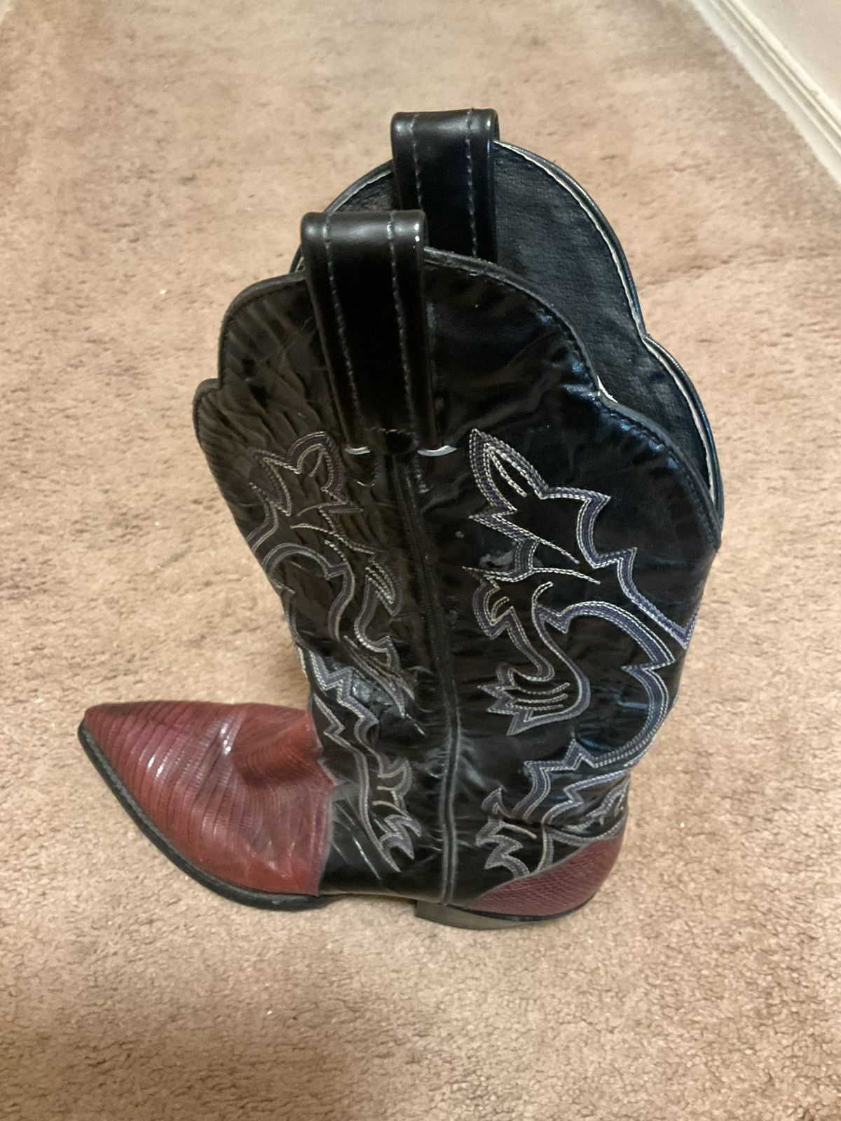 Tony Lama Vintage Tony Lama Black/Maroon Western Boots Size 7 Size US 7 / IT 37 - 6 Thumbnail