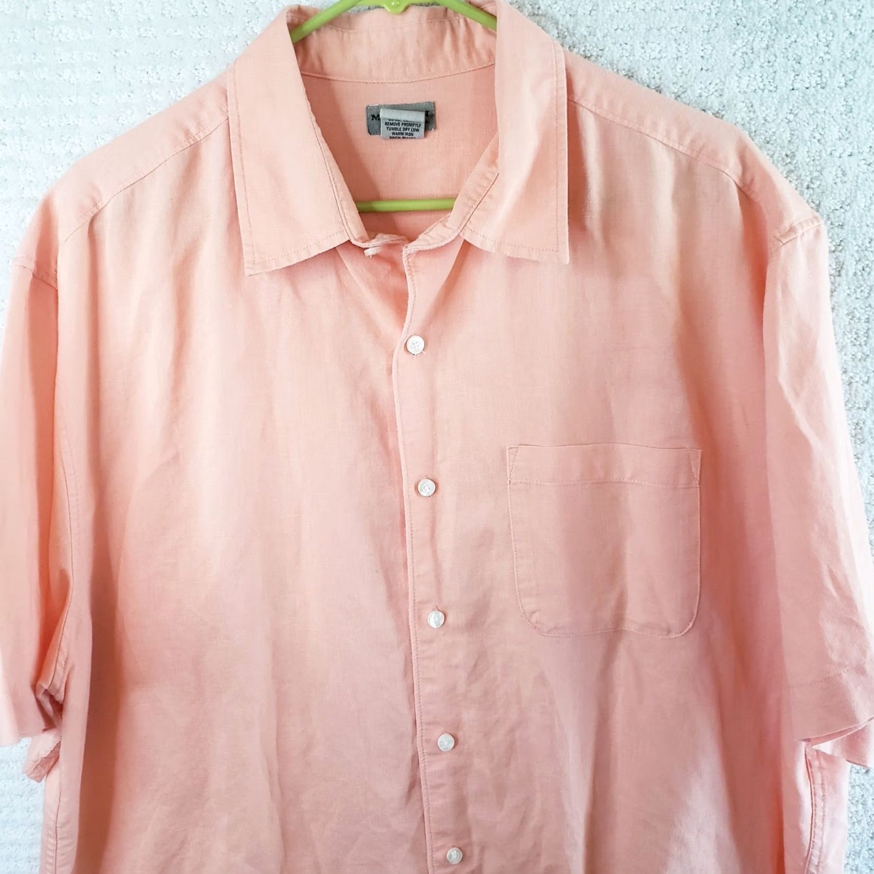 Madison Madison Clothing Co. Mens Shirt XL Coral Short Sleeve Button Down Linen Cotton Casual Size US XL / EU 56 / 4 - 2 Thumbnail