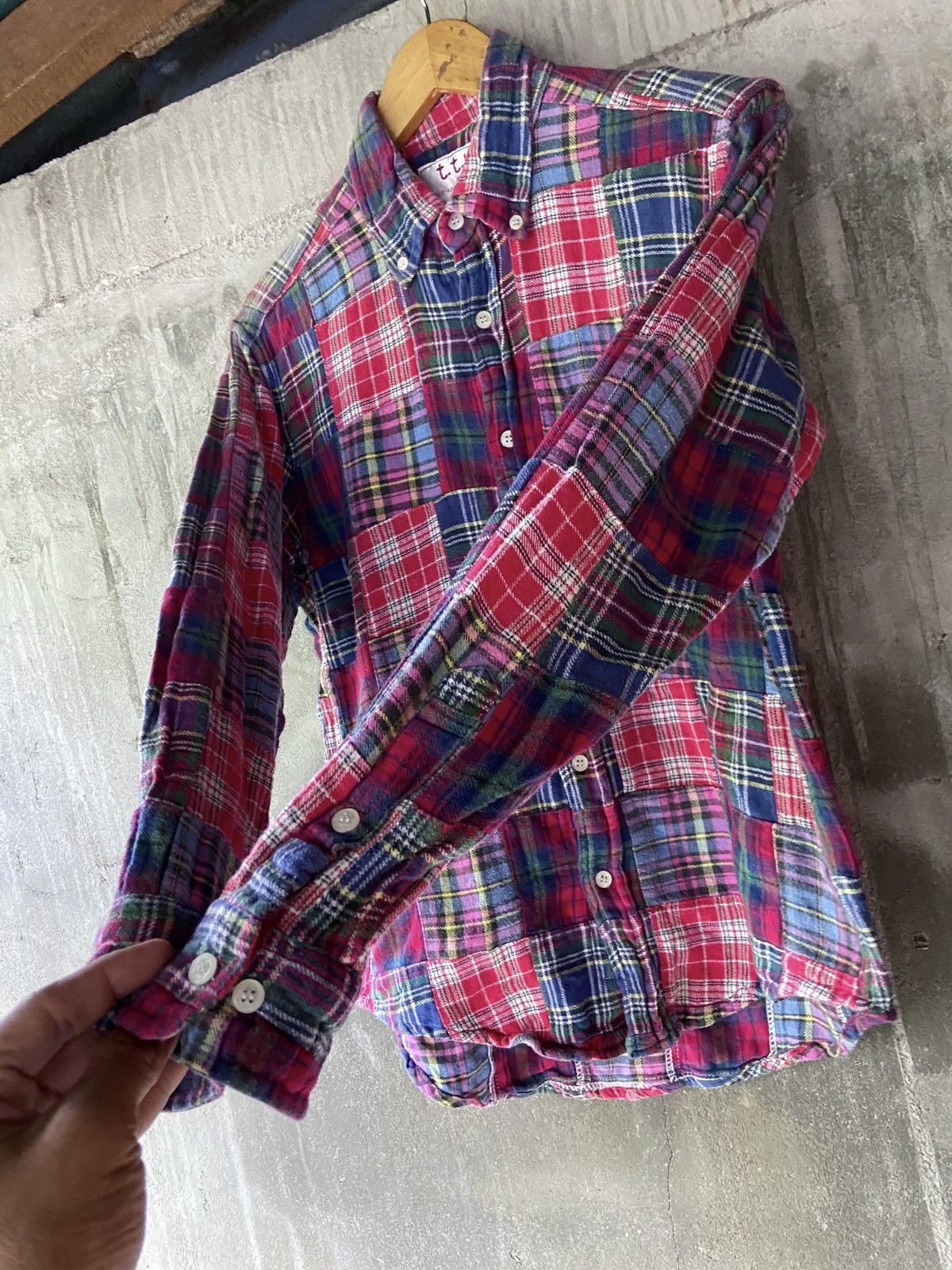 Japanese Brand T.T.U SMOOTH AND COMFORTABLE PATCHWORK BUTTON DOWN SHIRT Size US S / EU 44-46 / 1 - 8 Thumbnail