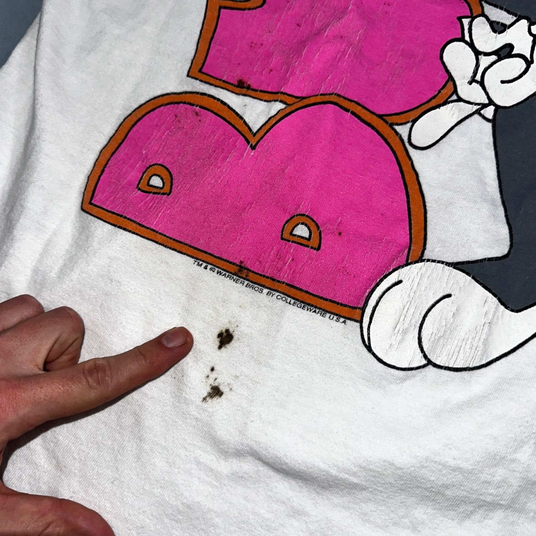 Vintage VINTAGE Looney Tunes XL White T-Shirt Men Short Sleeve Crew Neck Bugs Bunny Tee 90s College Ware Single Stitch Shirt Size US XL / EU 56 / 4 - 2 Thumbnail