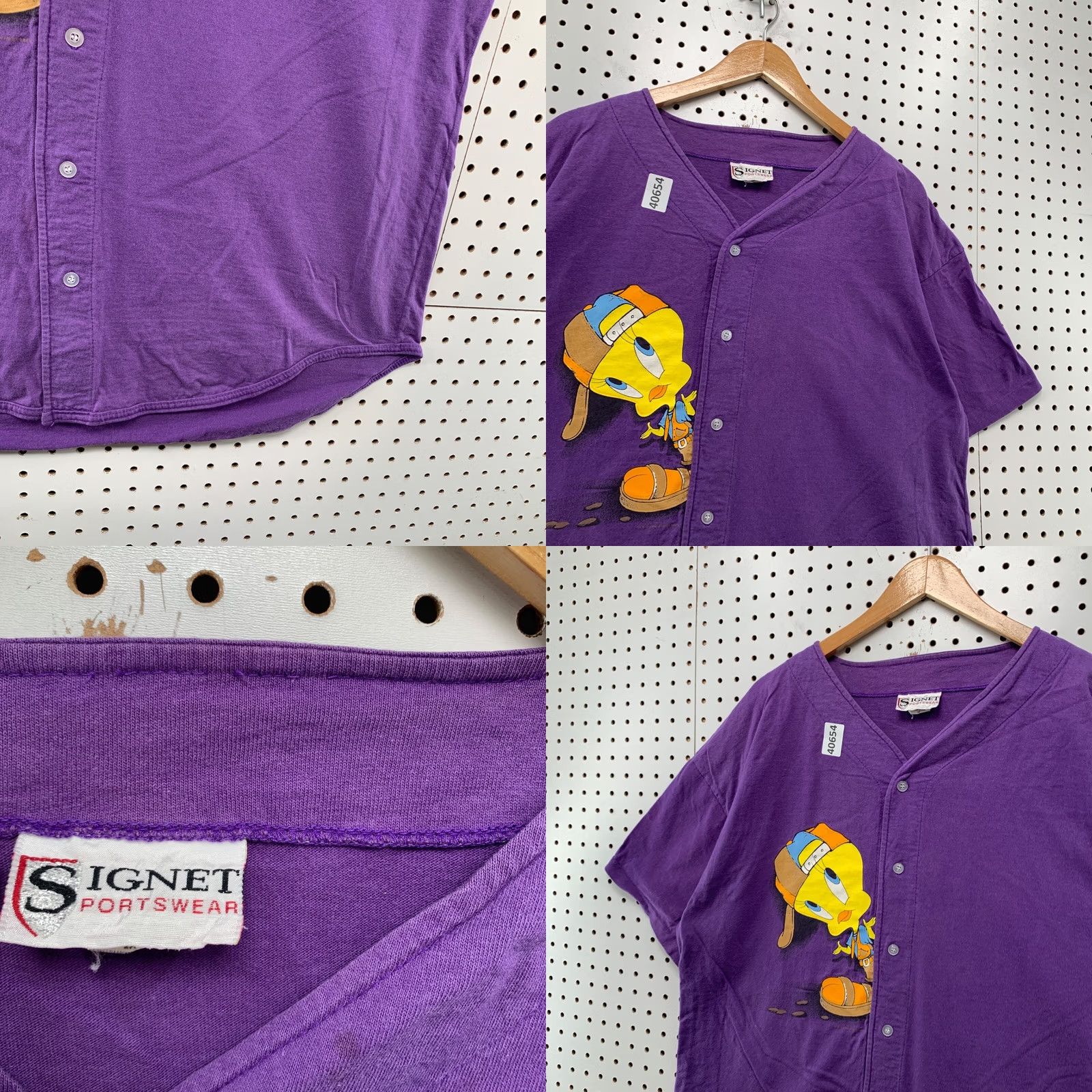 Vintage VINTAGE Looney Tunes Tweety Baseball Shirt Mens XL Purple Hip Hop Made USA Size US XL / EU 56 / 4 - 8 Thumbnail