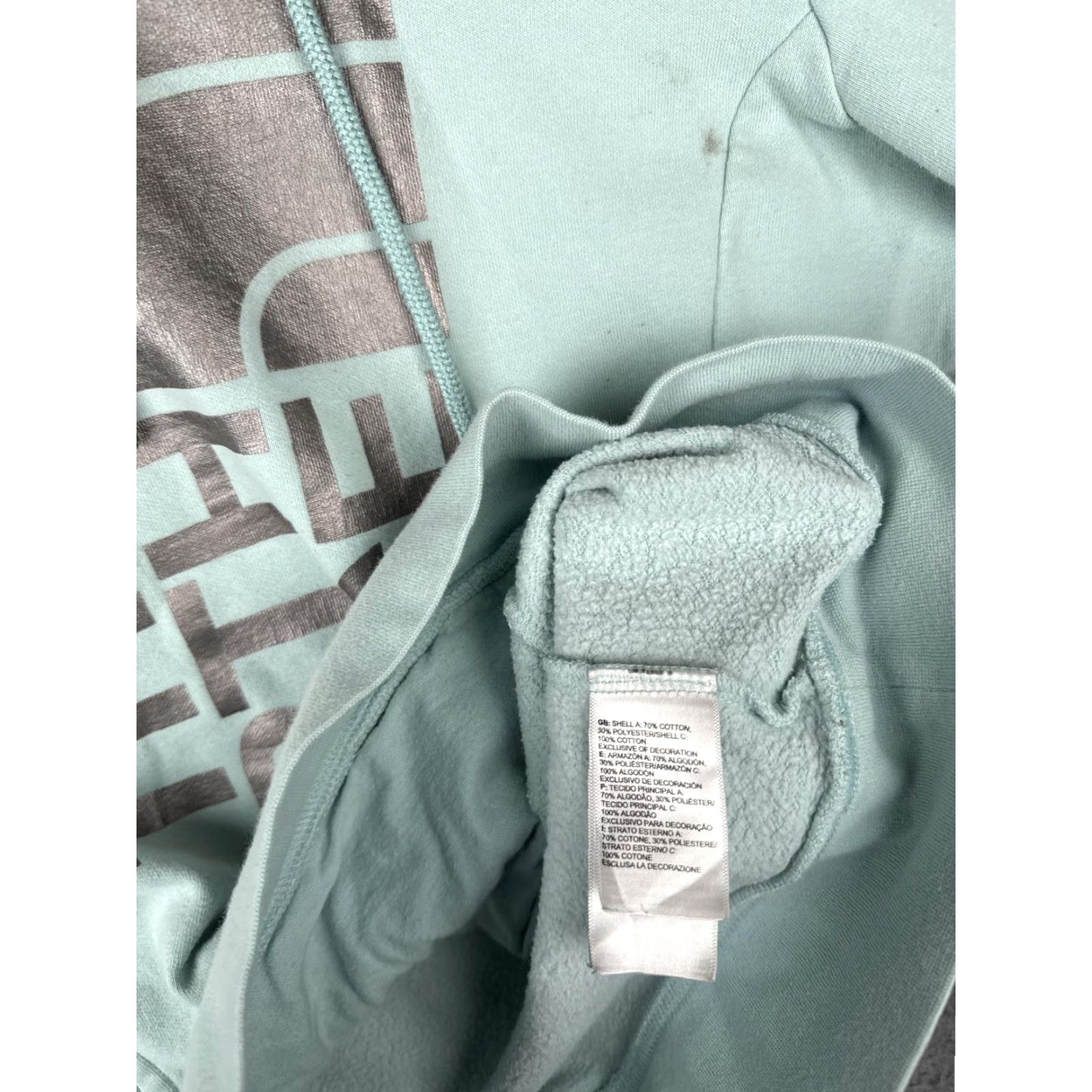 The North Face The North Face Hoodie Womens Small Mint Green Pullover Fleece Metallic Logo Size S / US 4 / IT 40 - 7 Thumbnail