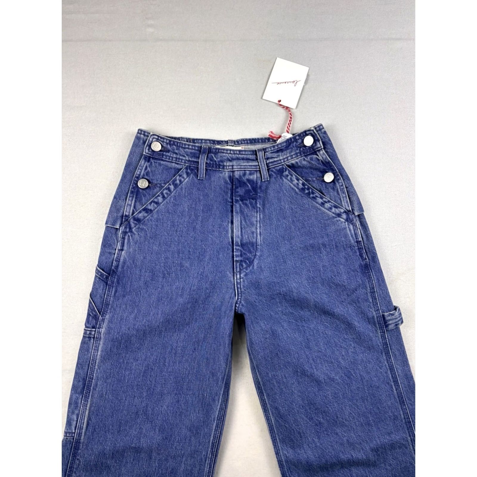 Vintage Laurence Bras Pants Women 25x30 Denim Jeans Wide-Leg Button Closure Blue Carpenter Regular Inseam 30 Womens Buttons Vintage No Size 42" / US 20 - 3 Thumbnail