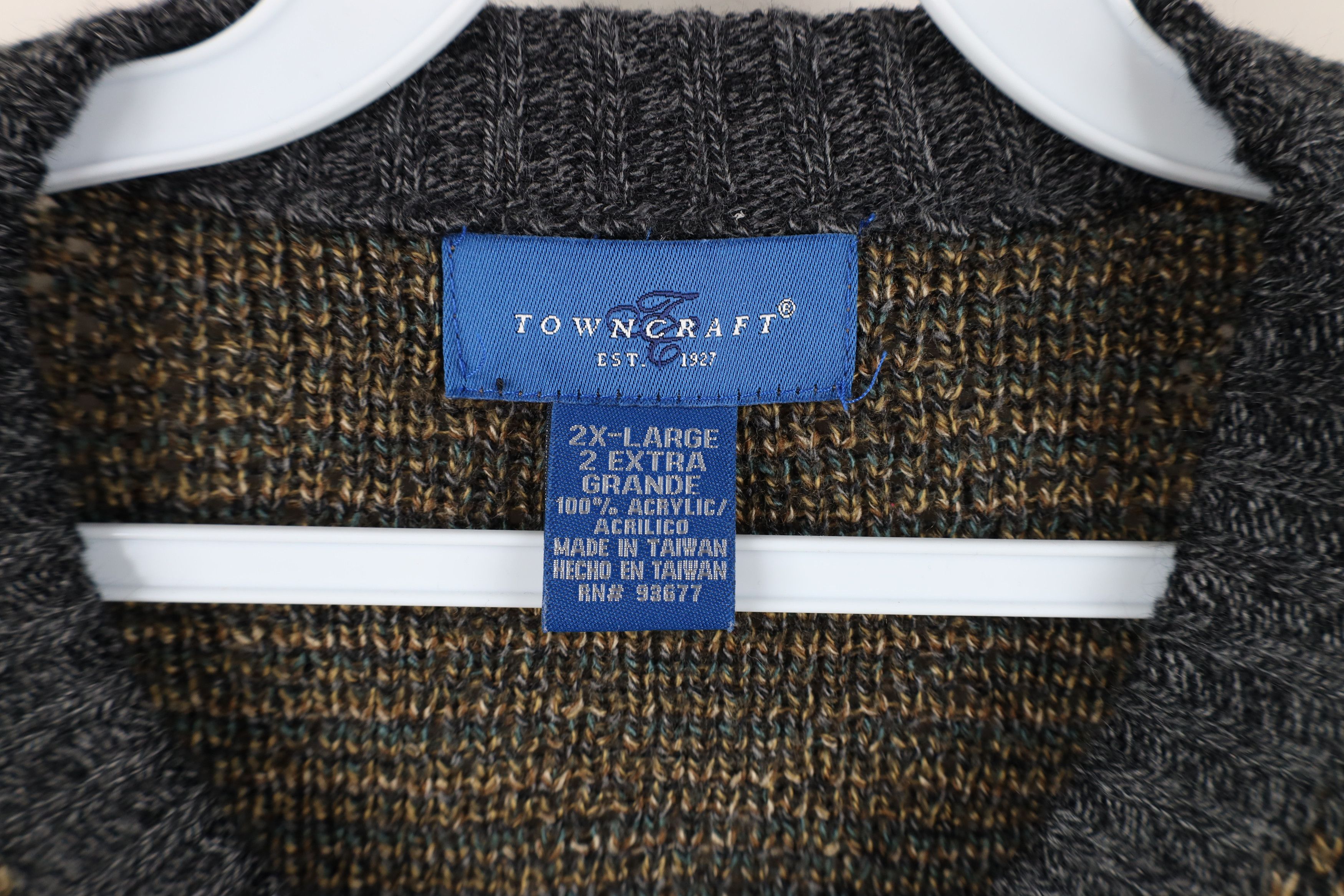 Vintage Vintage 90s Streetwear Diamond Knit Crewneck Sweater Size US XXL / EU 58 / 5 - 4 Thumbnail