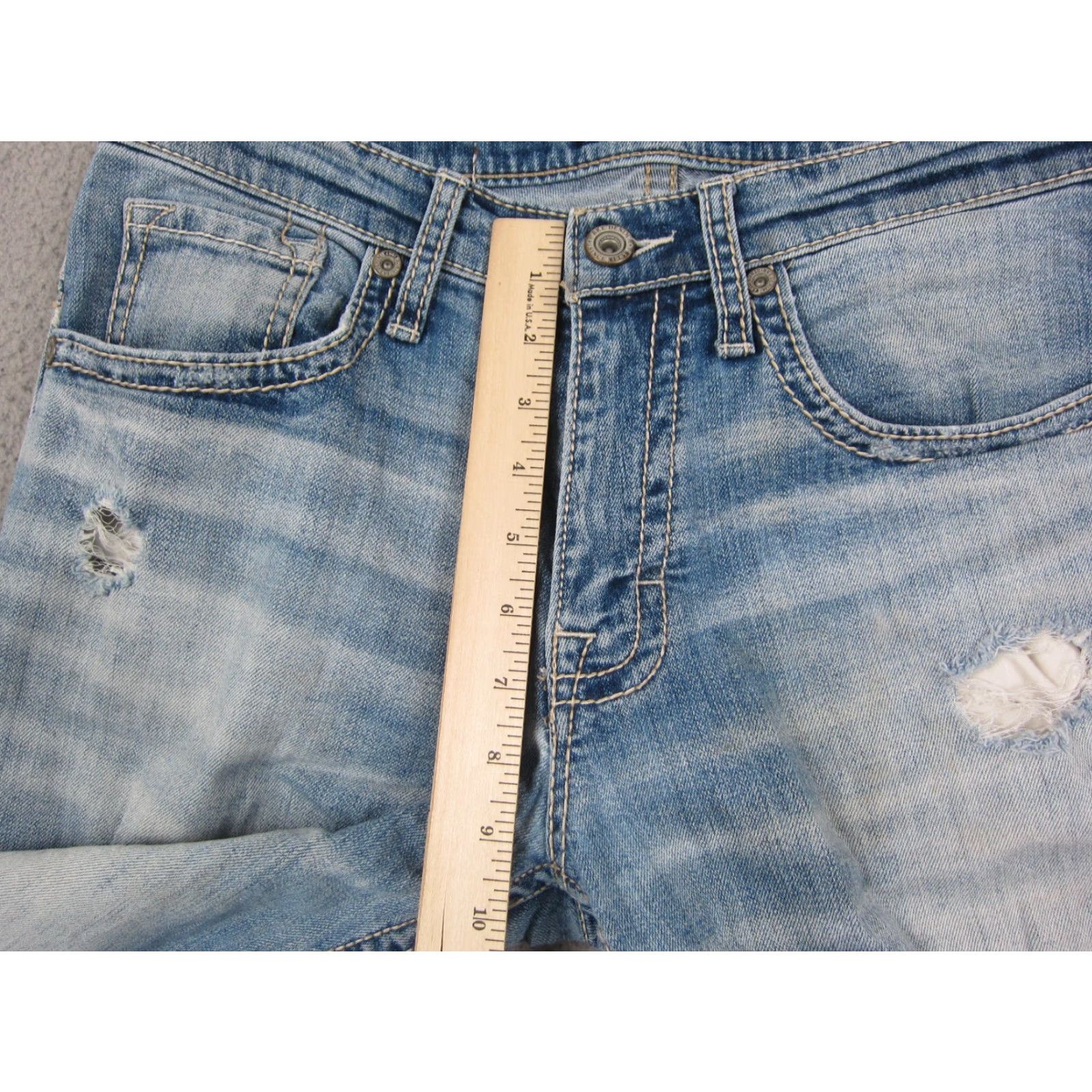 Vintage Buckle BKE Jeans Mens 31 x 34 Blue Denim Jake Straight Distress Stitch Pocket 5-Pocket Design Regular Rise Mid Vintage: No Mens Jeans Size US 31 - 7 Thumbnail