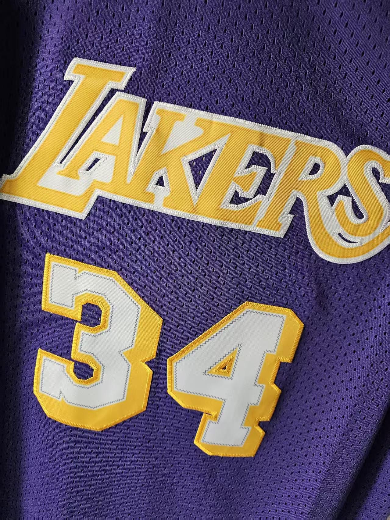 NBA Lakers #34 Shaquille O'Neal Jersey Purple Size US XL / EU 56 / 4 - 4 Thumbnail