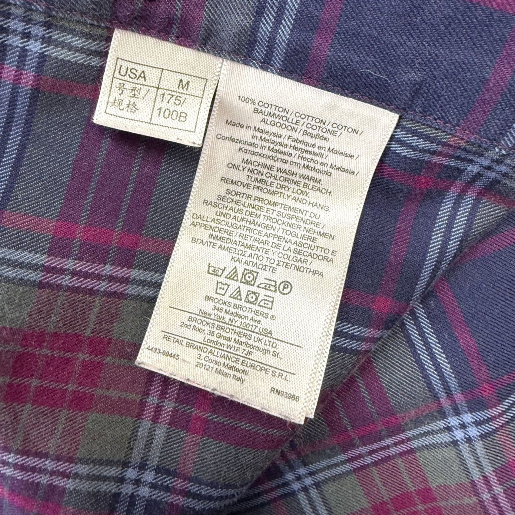 Brooks Brothers Brooks Brothers Shirt Mens M Navy Purple Plaid 346 Button-Down Non-Iron Size US M / EU 48-50 / 2 - 6 Thumbnail