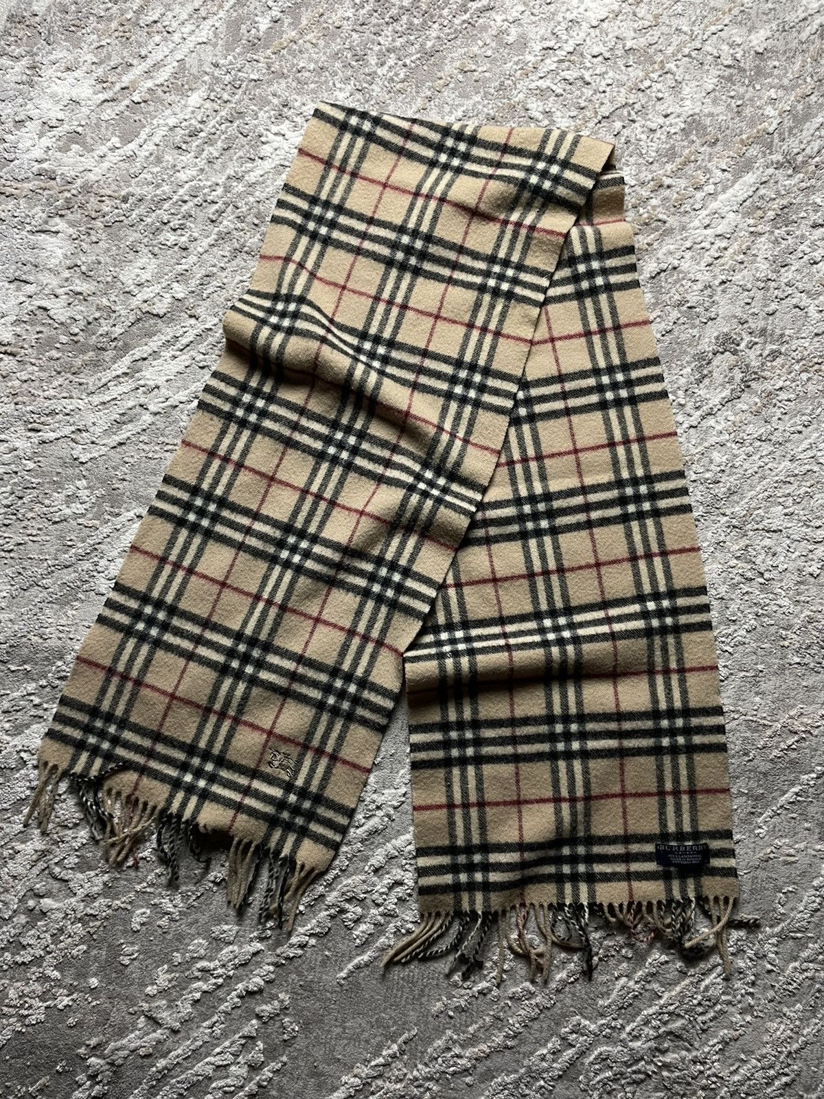 Burberry × Vintage Burberry Lambswool Scarf Made in England 90s Size ONE SIZE - 2 Thumbnail