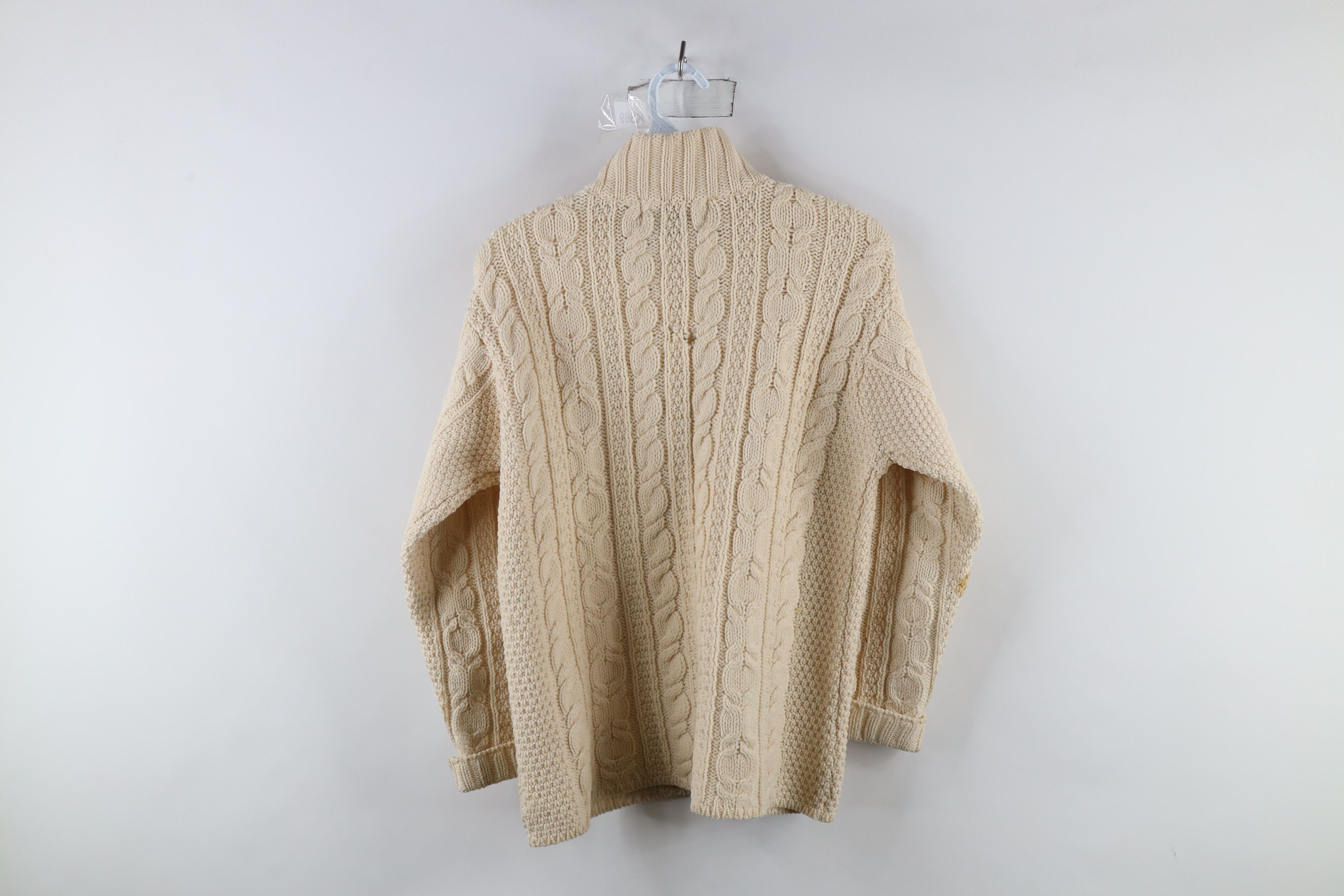 Vintage Vintage 90s Irish Wool Fisherman Knit Full Zip Sweater Size S / US 4 / IT 40 - 16 Thumbnail