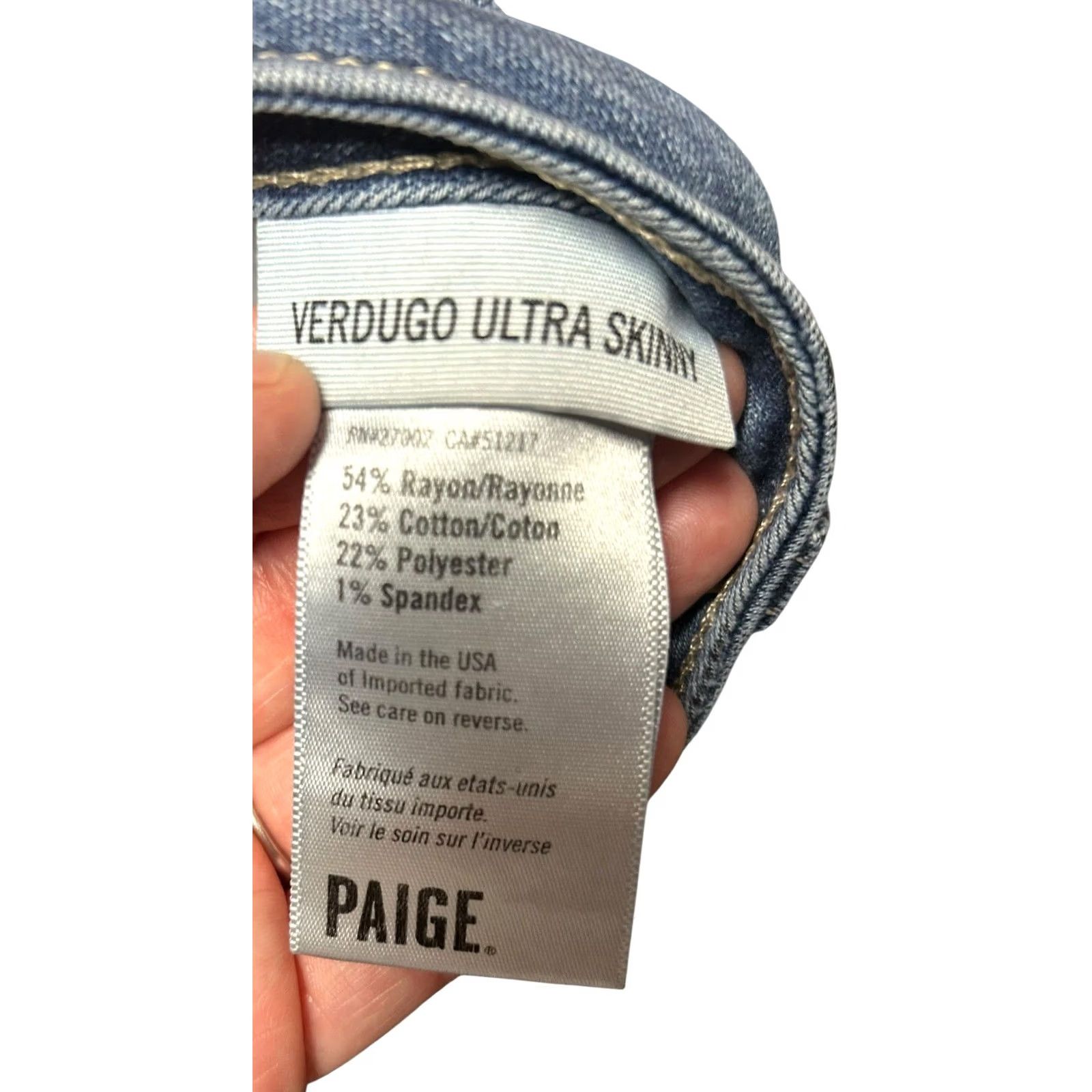 Paige Paige Verdugo Ankle Ultra Skinny Jeans Women's Size 29 Blue Denim 29"x27" Pants Jeans Slimming Stretch 5-Pocket Mid Rise Size 29" - 6 Thumbnail