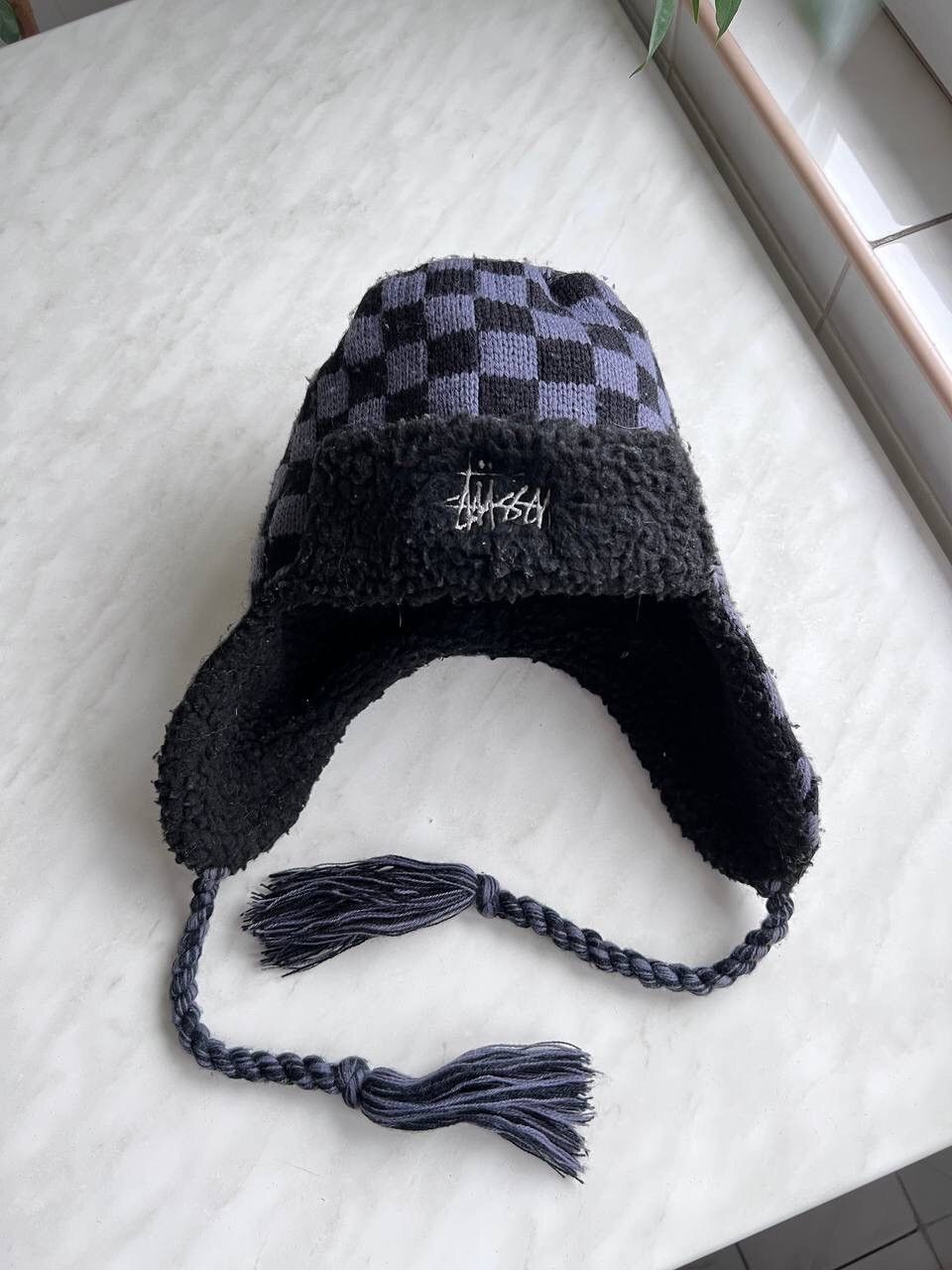 Vintage 90s Vintage Stussy Chess Trapper Hat Ushanka Y2K