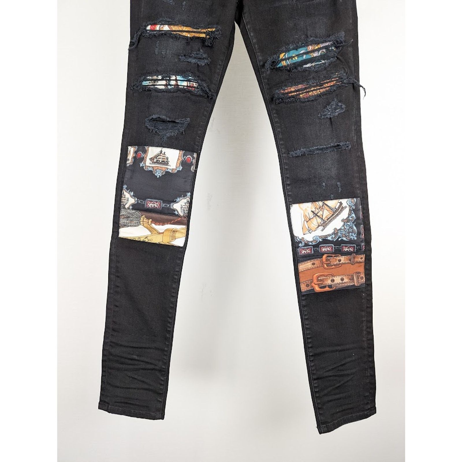 Amiri o1rshd1 Scarves Art Patch Jeans in Antique Black Size US 33 - 4 Thumbnail
