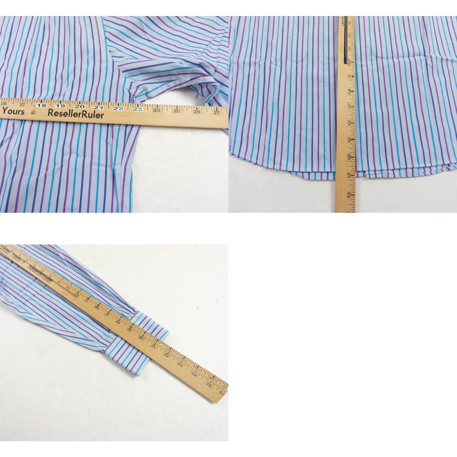 Charles Tyrwhitt Charles Tyrwhitt Shirt Mens 17 / 35 Blue Button Up Striped Non Iron Slim Fit Size US XL / EU 56 / 4 - 8 Thumbnail