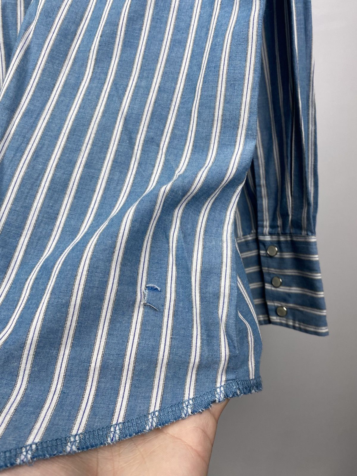 Cowboy Equipment × Vintage × Wrangler Vintage 90s USA Western Wrangler Striped long sleeve Shirt Size US XL / EU 56 / 4 - 9 Thumbnail