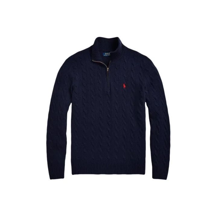 Polo Ralph Lauren Polo Ralph Lauren Solid Half-Zip Cable Knit Sweater Size US XL / EU 56 / 4 - 1 Thumbnail