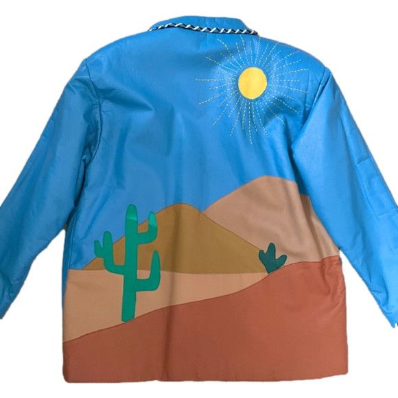 image of Vintage 80's Hannah Pang Blue Patchwork Leather Jacket - M/l, Women's (Size Medium)