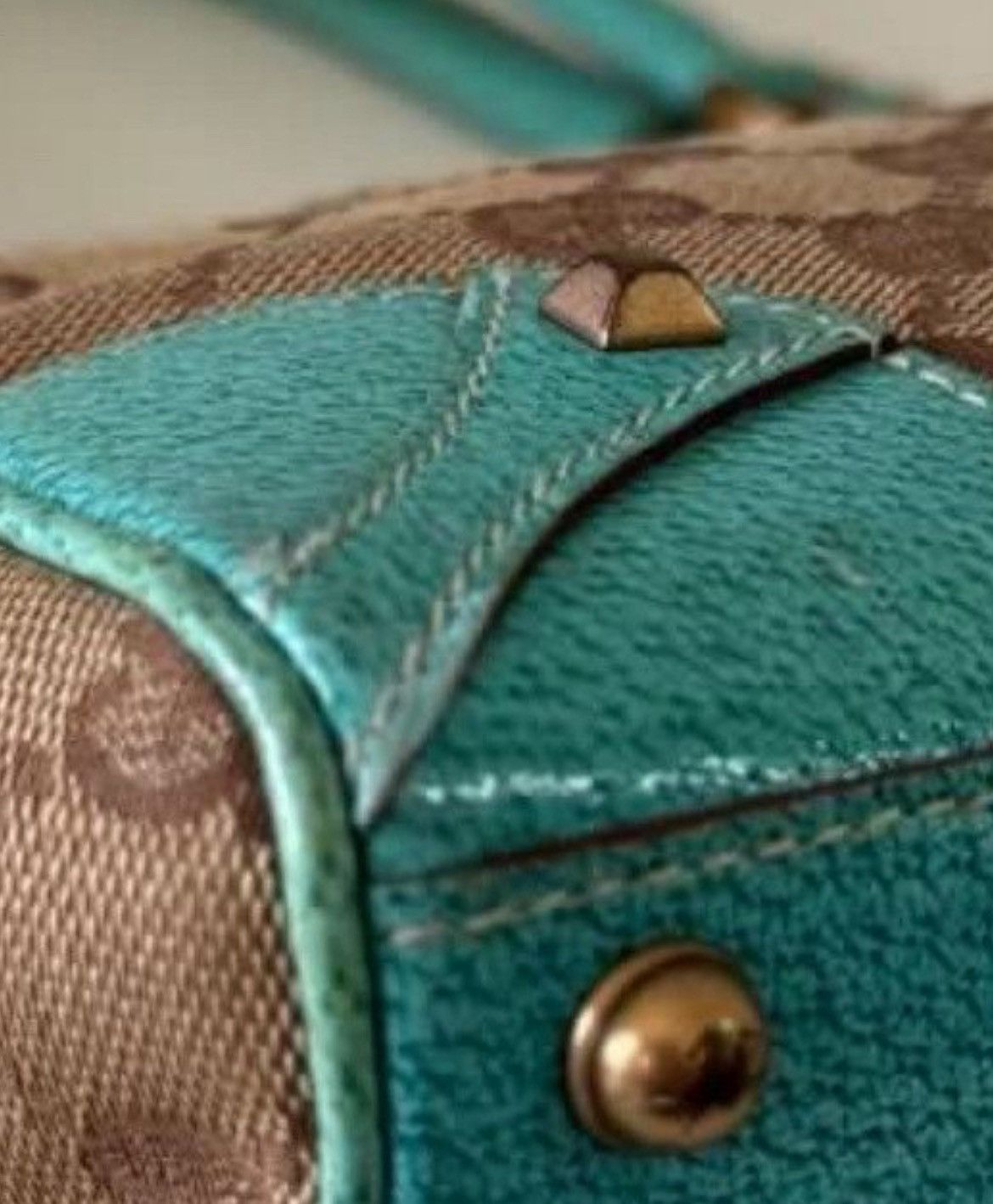 Gucci Gucci Beige/Turquoise GG Canvas and Leather Jackie O Hobo Size ONE SIZE - 16 Thumbnail