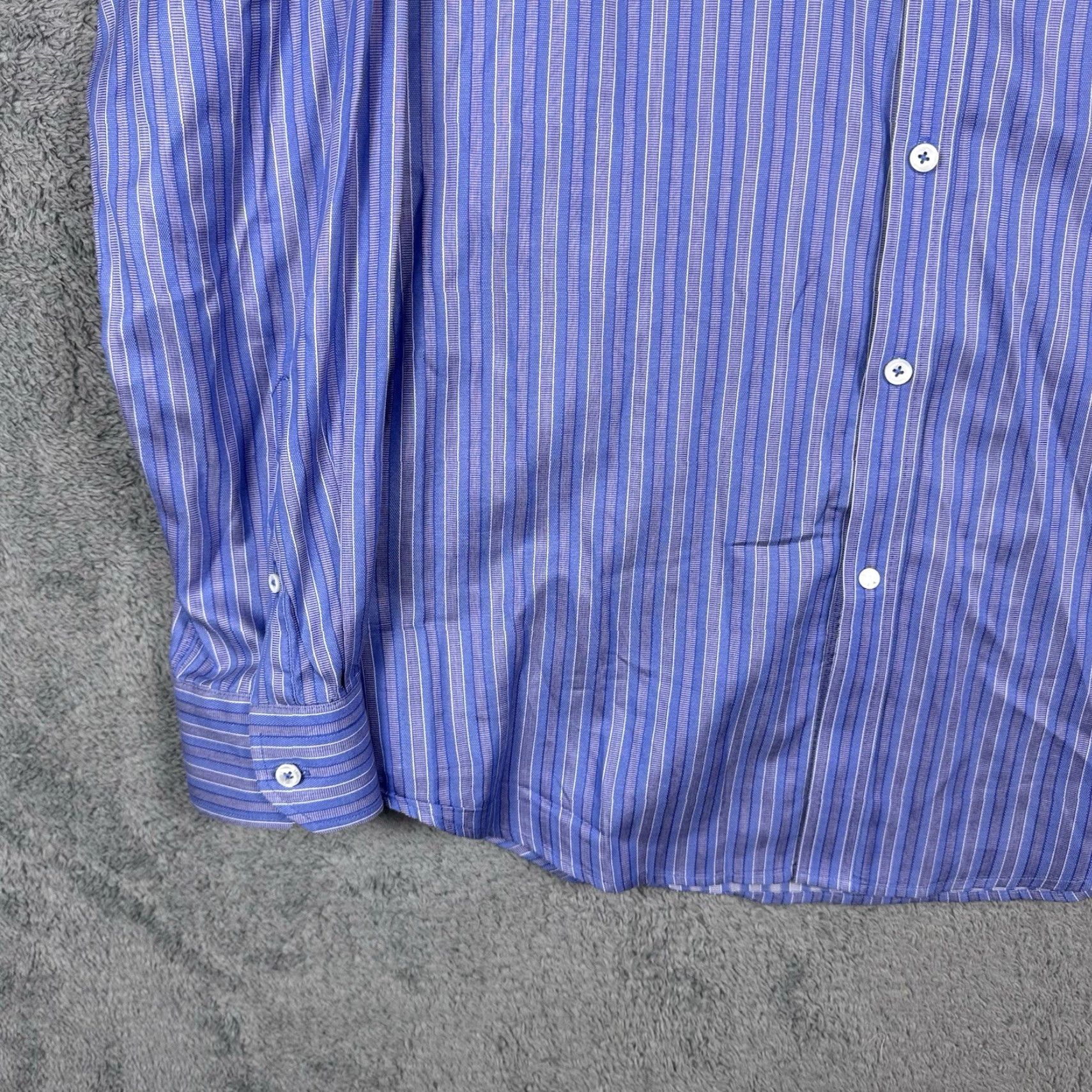 Robert Graham Robert Graham X Dress Shirt Mens 16 Steel Blue Striped Cotton Preppy Slim Tailored Fit Professional Casual Dress Shirt Mens Size 42R - 2 Thumbnail