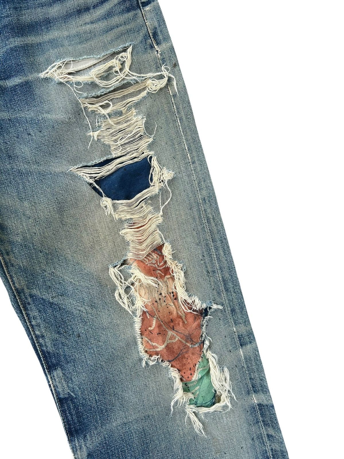 Kapital Thrashed Vintage Levis big E Selvedge Repair Denim Jeans Size US 32 / EU 48 - 6 Thumbnail