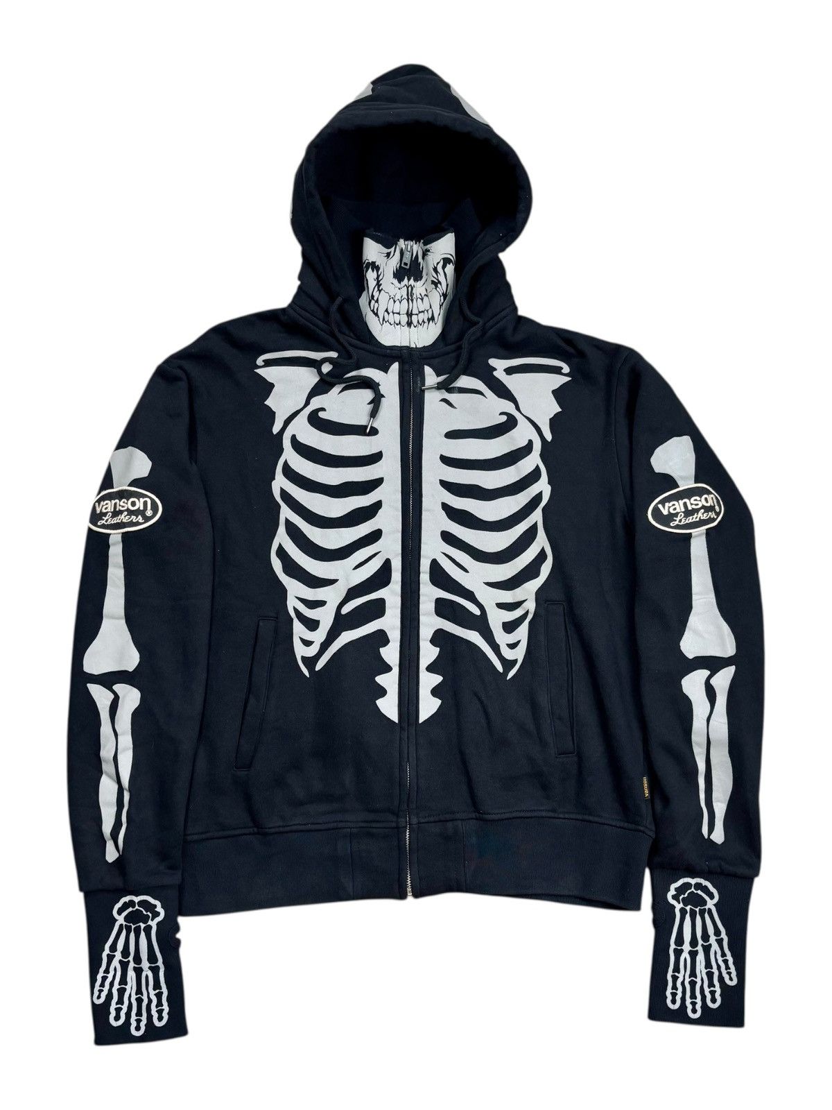 Vanson Leathers Archive Vanson - Masked Skeleton Zip Hoodie Size US L / EU 52-54 / 3 - 1 Thumbnail