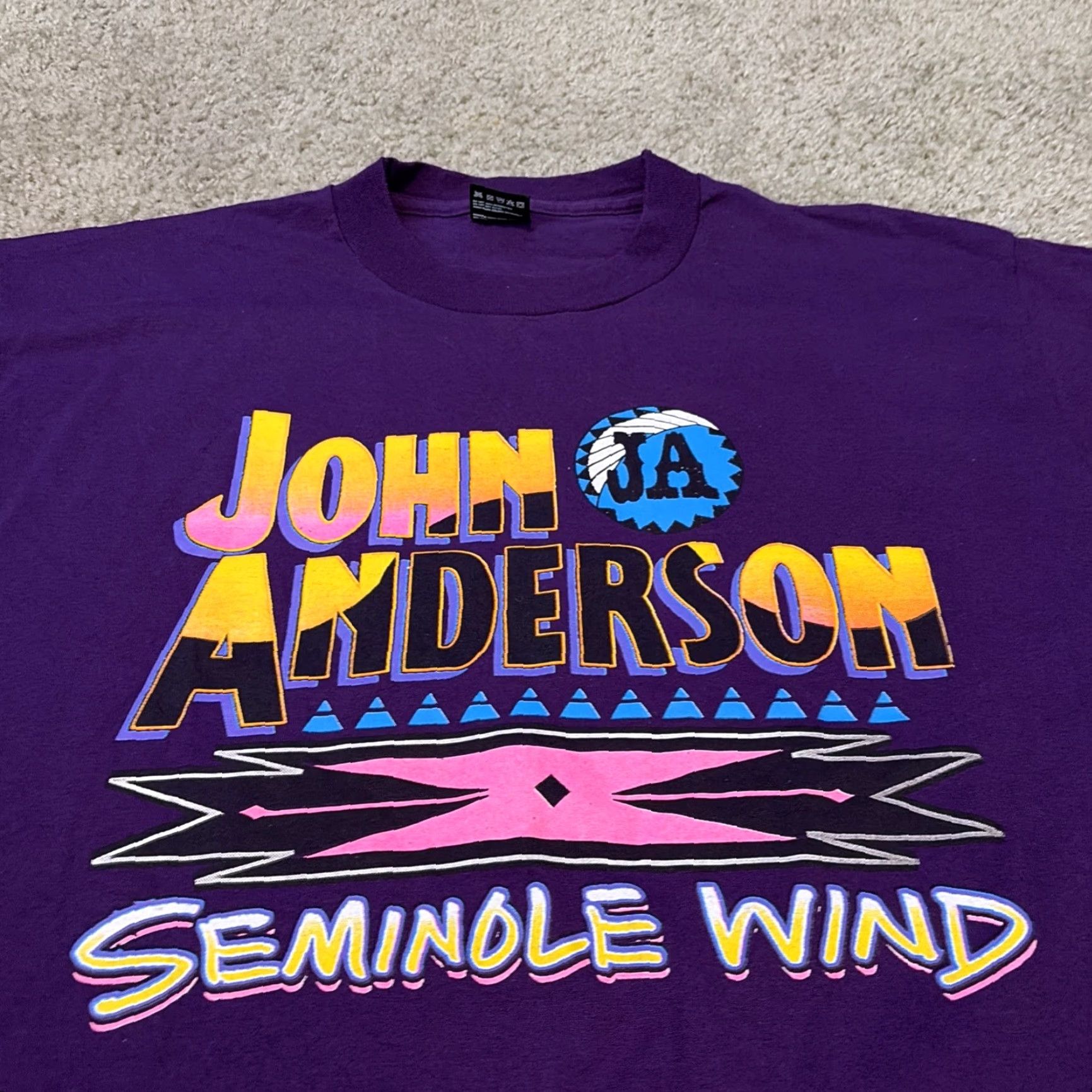 Vintage VINTAGE John Anderson Seminole Wind T-Shirt XL Purple Mens 90s Screen Stars Music Size US XL / EU 56 / 4 - 3 Thumbnail
