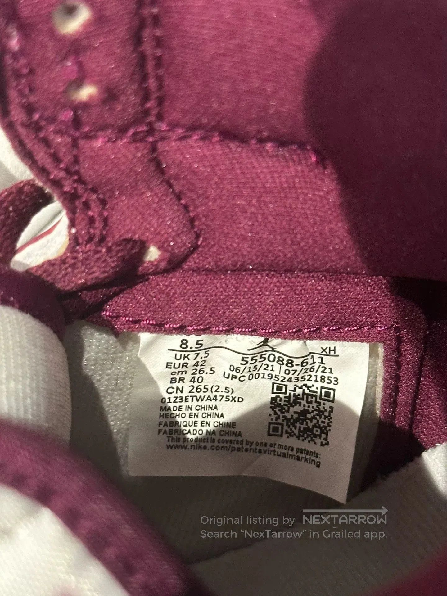 Jordan Brand Air Jordan 1 Bordeaux Red. Size US 9 / EU 42 - 7 Thumbnail
