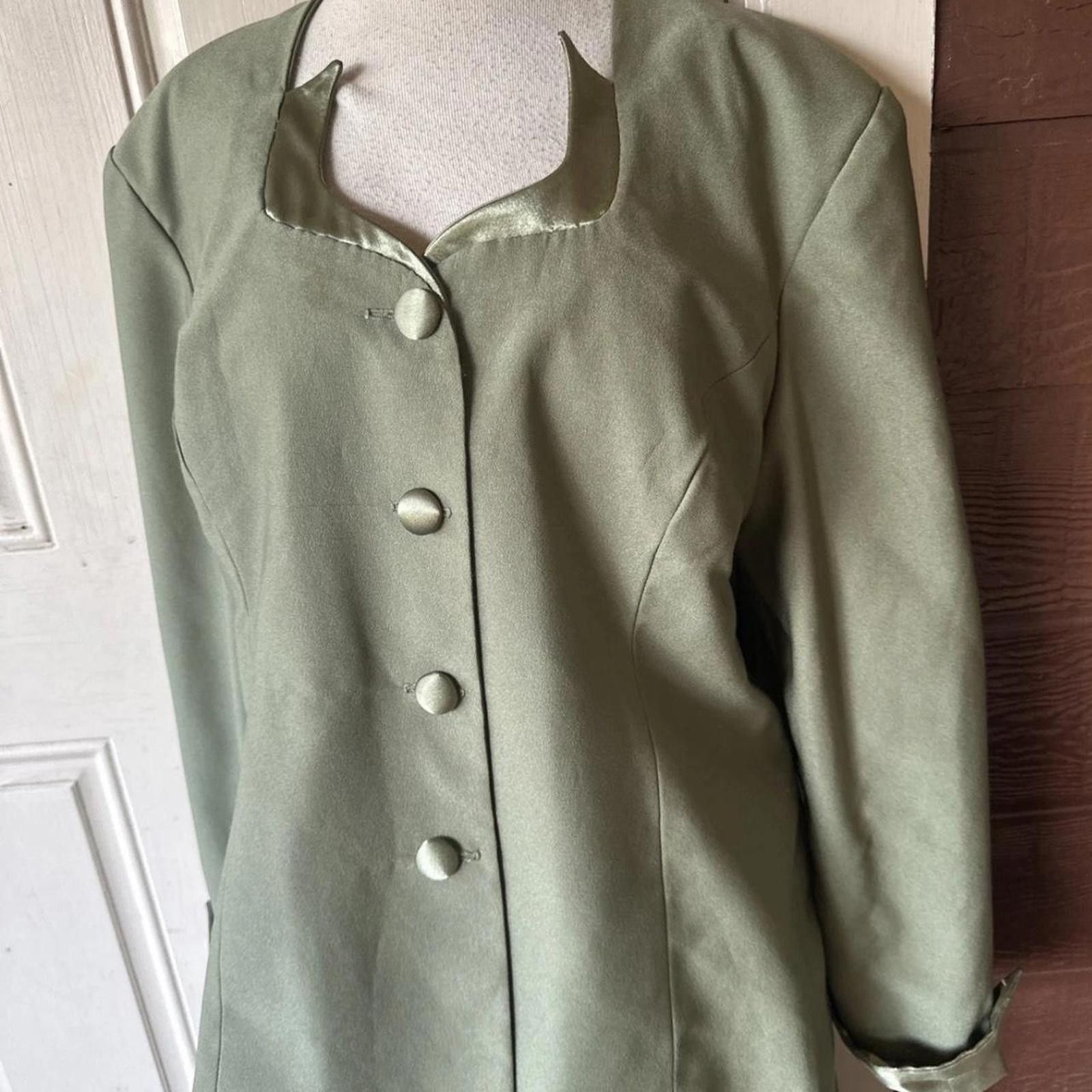 Other VINTAGE 60s 2 Pc Green Suit Set Jacket SkirtSkirt Large Size L / US 10 / IT 46 - 2 Thumbnail