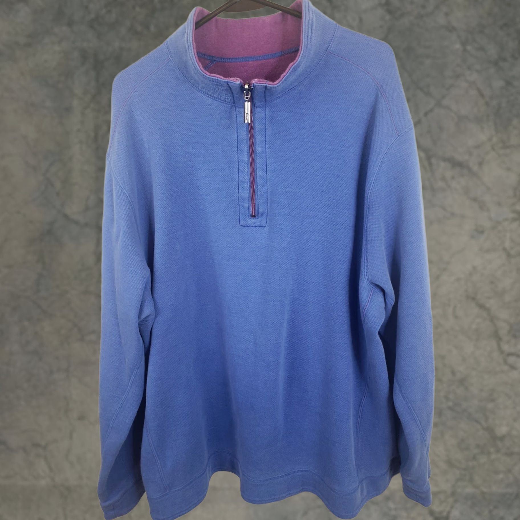 Tommy Bahama Tommy Bahama Sweater Mens XXL 2XL Reversible Quarter Zip Cadet Blue Purple Size US XXL / EU 58 / 5 - 1 Thumbnail