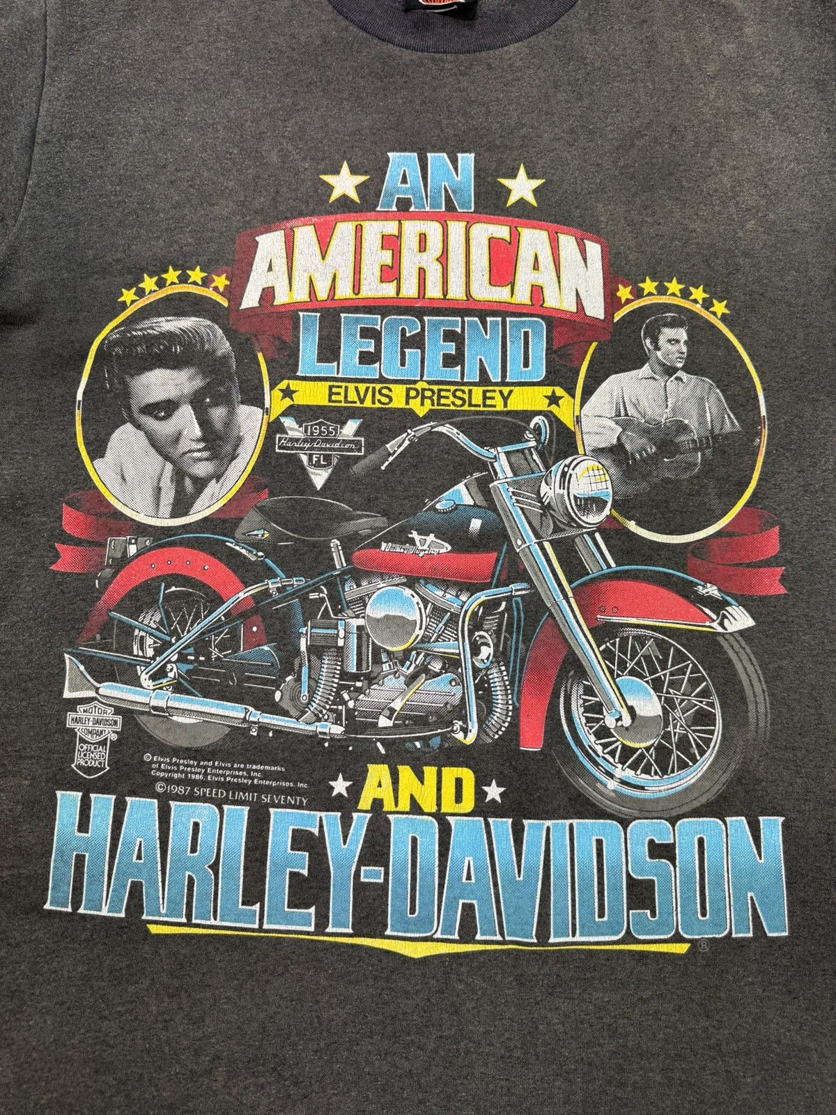 Band Tees × Harley Davidson × Vintage Vintage 80’s 1987 Harley-Davidson Elvis Presley T-Shirt Tee Size US L / EU 52-54 / 3 - 11 Thumbnail