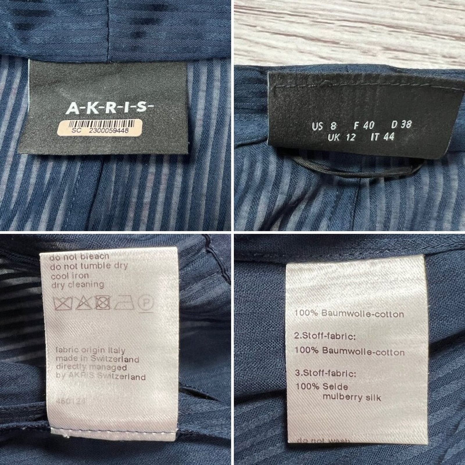 Akris Akris Gionata Silk Blend Striped Jacket Size 8 Navy Size M / US 6-8 / IT 42-44 - 3 Thumbnail
