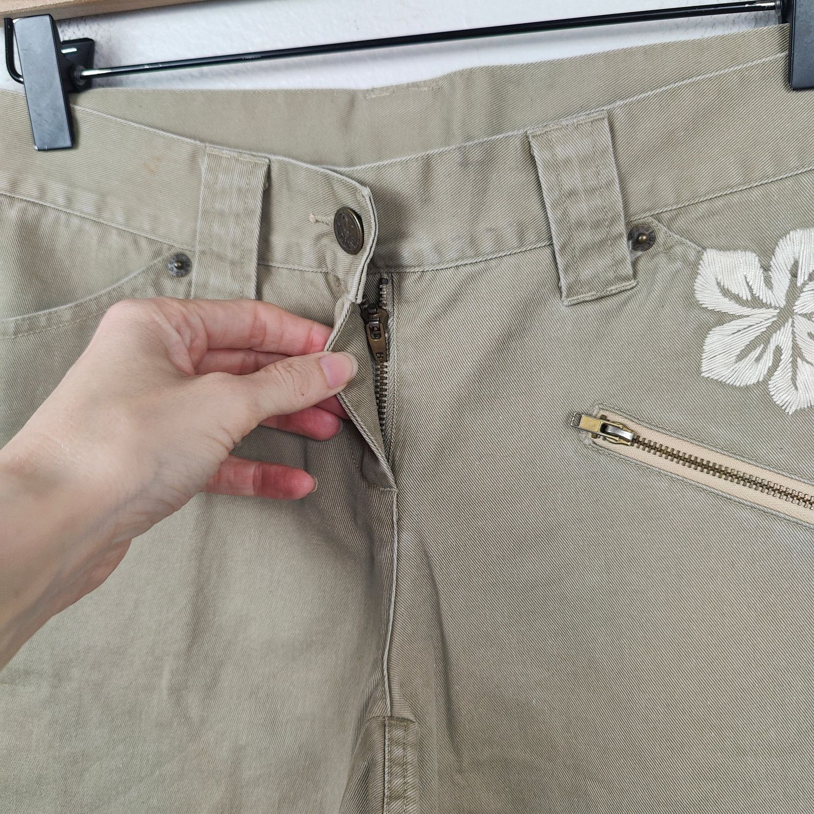 Other Vintage Y2K Aldo Gianne Embroidered Pants Womens Medium Tan Size 29" - 3 Thumbnail