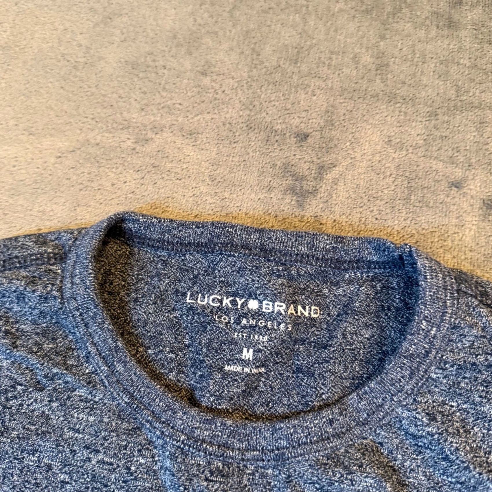Lucky Brand Lucky Brand Long Sleeve Crewneck T Shirt Mens Medium Blue Heathered Cotton Blend Size US M / EU 48-50 / 2 - 2 Thumbnail
