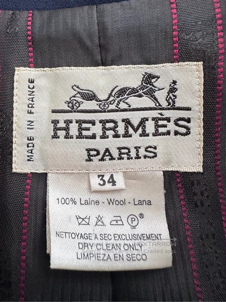 Hermes Hermes Business Casual Tailored Blazer Jacket, Navy Blue Size XXS / US 00 / IT 34 - 9 Thumbnail