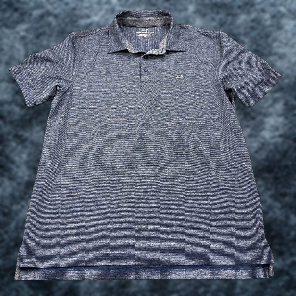 Vineyard Vines Vineyard Vines Polo Shirt Mens M Blue Striped Performance Golf Shirt Size US M / EU 48-50 / 2 - 1 Thumbnail