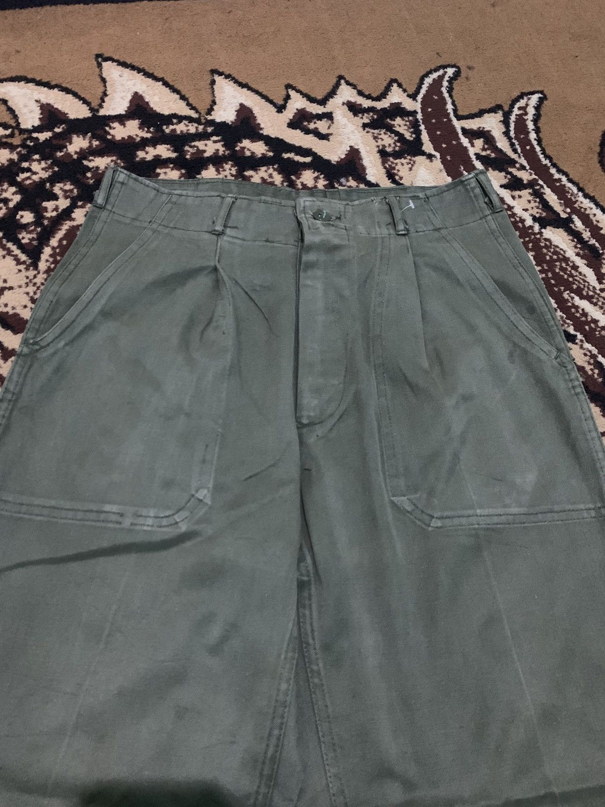 Vintage 80s Fatigue Pants Army OG 107 Size US 30 / EU 46 - 3 Thumbnail