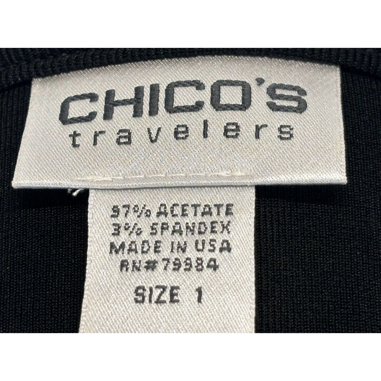 Vintage VINTAGE Chicos Travelers Slinky Black 3/4 Sleeve Split Ruched Shirt Top Womens Medium Size M / US 6-8 / IT 42-44 - 7 Thumbnail