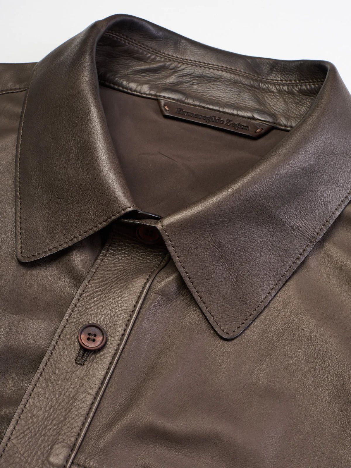 Ermenegildo Zegna ERMENEGILDO ZEGNA Taupe Calfskin Leather Jacket Size US L / EU 52-54 / 3 - 9 Thumbnail