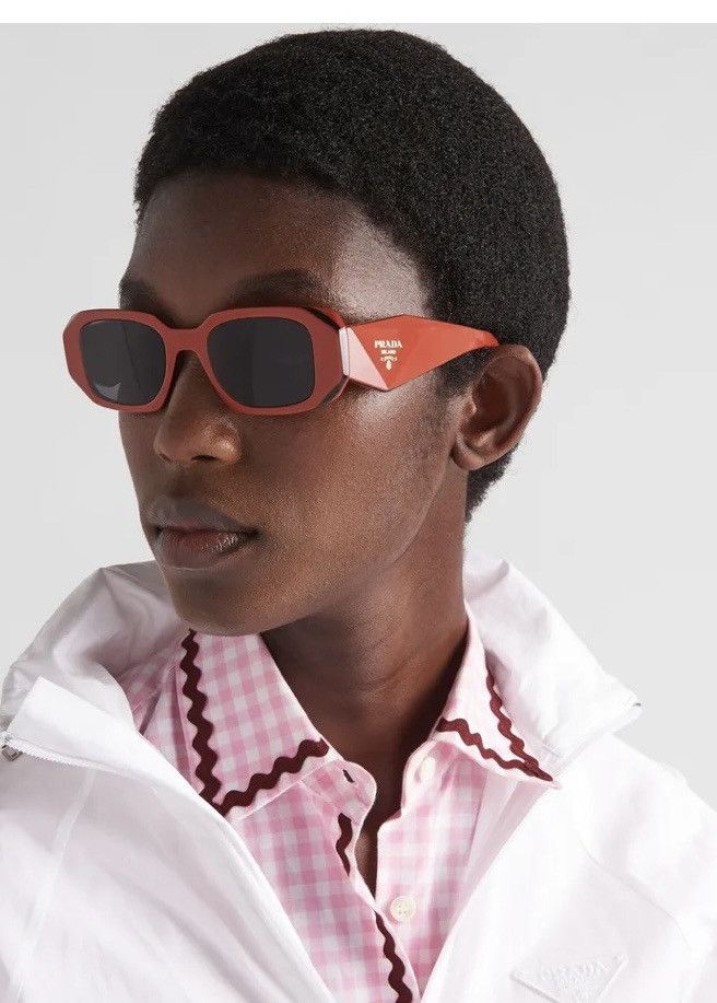 image of Prada Pr 17Ws 12N5S0 Orange Red Black Dark Grey Sunglasses, Men's